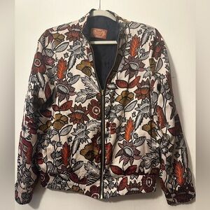 Scotch & Soda Reversible Jacket Flowers Blue Cheetah Print - Size Small